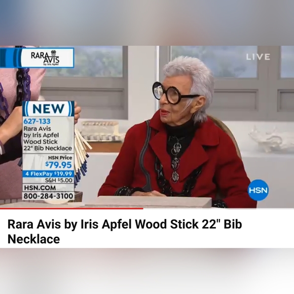 Rara Avis by Iris Apfel Wood Stick 22" Bib Necklace - Natural Color - New - Picture 6 of 9